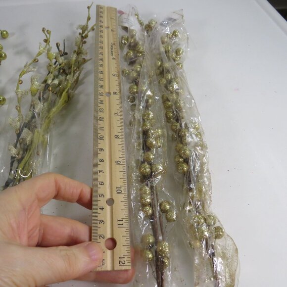 Mixed Gold Floral Stem Glitter Berries Floral Picks - Picture 5 of 9